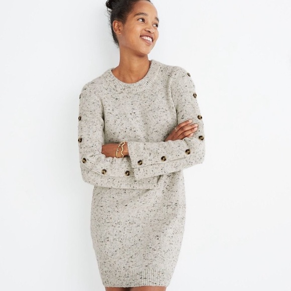 Madewell Donagel Button Sleeve Sweater Dress - Picture 1 of 8